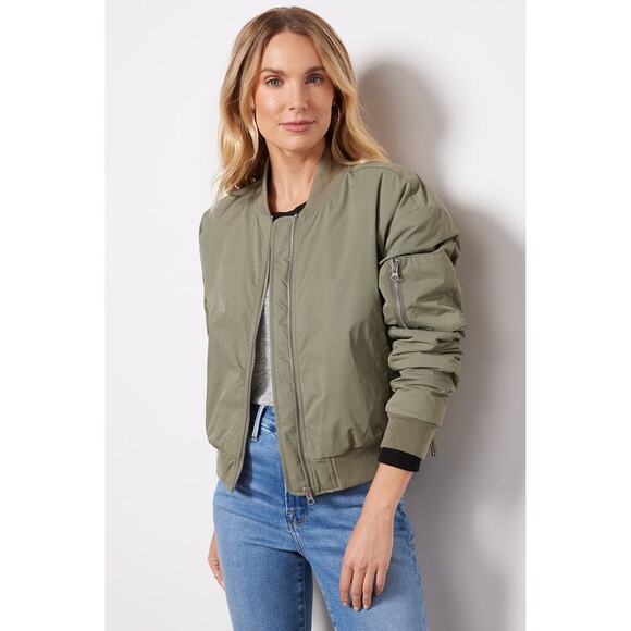 Evereve Flight Bomber Jacket Womens XS in Olive Green - Picture 1 of 13